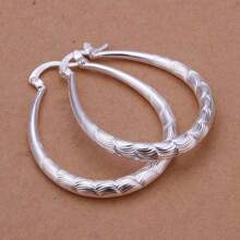 Boucles d'oreilles ovales en vague en argent sterling 925 pour femmes, bijoux de mode pour mariage, fiançailles et charme