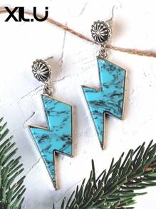 1 set de collar con colgante y aretes de estilo retro y país del oeste antiguo con diseño exagerado de color turquesa al estilo del Día de San Valentín para mujeres