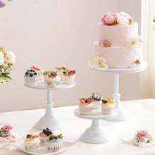 3pcs Cake Stand, Golden Cake Stand Set Disc Diameter 8" 10" 12", Perfect Dessert Table Display Set, Cupcake Cake Stands For Party, Wedding, Birthday, Baby Shower, Anniversary - trắng - Xem 3