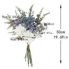1pc Artificial Flower Bouquet, Floral Design Decor, Artificial Flowers, Wedding Bride Bouquet, Table Center Piece, Suitable For Rustic Home Decor, Indoor Vase Flowers Desktop Decorations (Blue & White) Gifts Birthday Graduation
