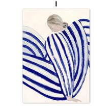 1pc Blue Striped Girl Read Book Lobster Vase Wall Art Canvas Painting Nordic Posters And Prints Wall Pictures For Living Room Decor No Frame - Multicolor - View 20