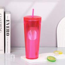 1pc Vertical Pattern Cup 24oz Office Water Cup Family Outdoor Water Cup Light And Portable - Multicolor - View 19