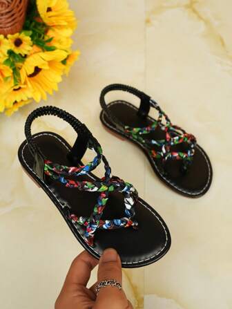 儿童时尚休闲复古舒适圆头凉鞋，儿童户外凉鞋，儿童平底凉鞋