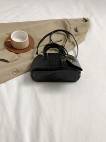 女士时尚简约手提贝壳包简约流行单肩包休闲斜挎包女士礼物送给妈妈 - 黑色 - 查看 8