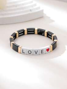 1 szt. Bransoletka z literami w stylu europejskim i amerykańskim, modny i artystyczny rozciągliwy mankiet - Stylowa błyszcząca bransoletka - Zobacz 14