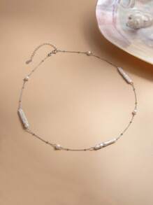 1 件 925 纯银天然珍珠项链，母亲节、情人节、婚礼、新娘、生日礼物