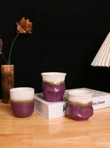 1pc 180ml陶瓷渐变紫咖啡杯耐高温陶瓷马克杯情侣杯家用早餐牛奶杯饮料杯办公室水杯咖啡拿铁杯香薰杯生日礼物杯送爸爸妈妈开学礼物