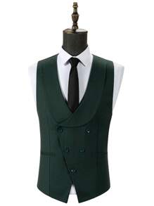 Tuxedo For Men 3 Piece Men's Suits Slim Fit Mens Suit Double Breasted Tux Blazer Vest Pants Wedding Suits Man - 墨綠色 - 查看 3