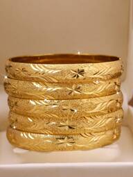 1/3/6 pièces Magnifique bracelet doré sable de 24 carats, largeur 10 mm, avec motif épis de blé sculpté à la main. Convient aux femmes, sans boîte.