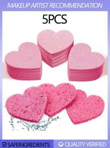 5 件/10 件/20 件心形压缩面部清洁海绵、卸妆液和清洁垫 - 粉色 - 查看 11