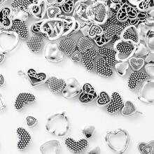 50/100 件银心形、心形、蝴蝶心形合金隔珠，DIY 珠宝制作手链、项链、情人节、春季礼物