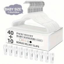 50 件/30 件/10 件儿童植绒防滑衣架，天鹅绒植绒材料不会掉毛，婴幼儿专用，带夹子，节省空间，非常适合衣柜整理和储存