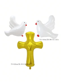 1/2pcs Cross Balloon, Balloon, Easter Cartoon Cross Decorations, Props, Decorations, Cartoon Aluminum Balloon Decorations. - Multicolor - View 4