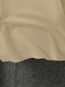 Boys' Summer Short Sleeve T-Shirt, Fashion Casual, Featuring 3D Liquid Letter Print And Round Neck Design - Khaki - View 3