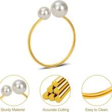 4pcs/12pcs Elegant Pearl Napkin Rings,Stainless Steel Napkin Buckle For Dining Room,Daily Table Decor,Wedding Party And Hotel Table Decor - Multicolor - View 6