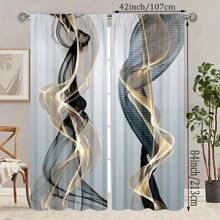 2 piezas de cortinas de ventana con patrón de rayas giratorias, cortinas decorativas, decoración del hogar, fácil de lavar a máquina y colgar, cortinas decorativas encantadoras adecuadas para sala de estar, dormitorio, puertas y balcones