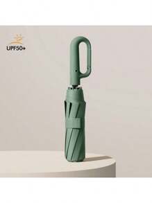 1 pezzo Ombrello automatico pieghevole con manico a gancio, ombrello da viaggio portatile, impermeabile e con protezione UV, adatto per giornate soleggiate e piovose, rinfrescante per l'estate, spiaggia, viaggi