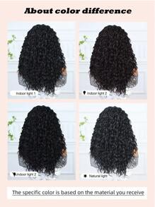 Natural And Realistic High Quality Women's Chemical Fiber Hairband Wig Black 20-Inch Long Curly Hair Hairband Wig Synthetic Heat Resistant Fiber Material Suitable For Holiday Travel Family Party Role Play Daily Wear - Black - View 9