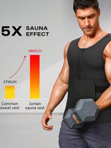 Sauna Suit For Men 2 In 1 Waist Trainer Sauna Shirt For Men Sweat Band For Stomach