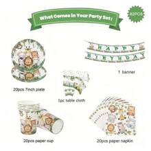 1 Set Of Mermaid Princess Pink Party/Forest, Jungle, Zoo Party Paper Plate, Paper Cup Tablecloth, Birthday Decoration Set, Party Decoration, Graduation Season, Birthday Party