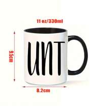 1 pièce Tasse à café en céramique imprimée avec lettre UNT, 11 oz, revêtement en polyester, réutilisable, lavage à la main uniquement, cadeau polyvalent idéal pour une tante