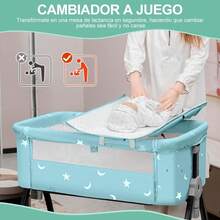 VOICEPTT Cuna Colecho para Bebe, Cuna de Viaje para Bebé 3 en 1, Moisés para Recién Nacido con Cesta de Almacenamiento y Ruedas Giratorias de 360 Grado, 6 Niveles de Altura Ajustable (Gris) - Verde - Ver 5