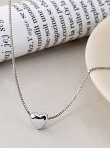 1 Stück Damen Kette mit silbernem Herzanhänger, einfach und vielseitig tragbar, geeignet für den täglichen Gebrauch und als Geschenk, Valentinstag Geschenk für Valentinstag, Mutter, Muttertag, Geschenk