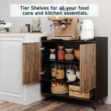 Sideboard Buffet Cabinet With 2 Doors, Storage Cabinet With Adjustable Shelves For Kitchen, Hallway, Entryway, Living Room, Brown - Apricot - View 3