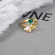 CIREY New Colorful Zirconia Mermaid Adjustable Open Ring, Princess Finger Ring, Gift For Valentine's Day