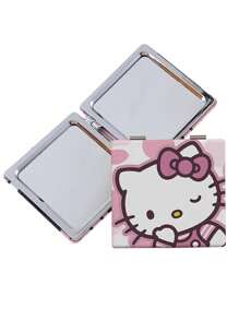 Sanrio Sanrio 1pc Kt Cat Compact Mirror - Dual-Sided, Folding & Portable Keychain Charm Perfect Travel Accessory Or Couples Gift Idea With Cinnamorolls & Pompompurins Characters Adorable My Melodys & Hello Kittys Design ,Gift For Women & Girl,For Handbag Purse Pocket ,For Student Dormitory ,Back To School