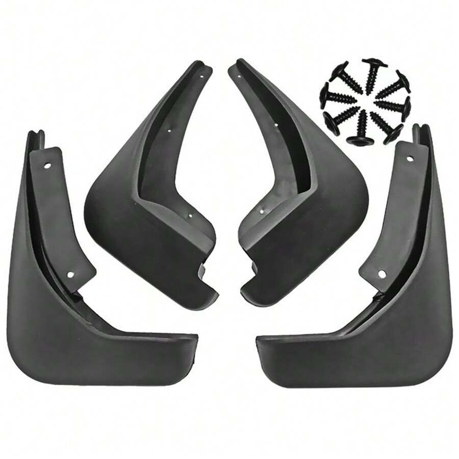 4PCS Mud Flaps Replacement, Front And Rear Wheel Mudguards Mudflaps With Hardware Kits, Winter Vehicle Sediment Protection Tire Flares Pedal Set - Black - View 1