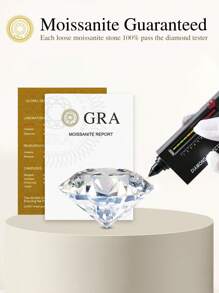 1 Piece 1Carat 4 Claw Design Colorless Moissanite Diamond With Fractured Diamonds Men's Engagement Ring S925 Sterling Silver Simple Romantic Ring Eternity Ring Wedding Anniversary Ring Luxury Jewelry Gifts - Silver - View 8