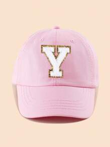 1pc Pink Letter Patch Baseball Cap, 8-16 Years Old Girls Snapback Hat, Suitable For Spring, Summer, Autumn, Winter, Party Decoration Headwear - Pink - View 38