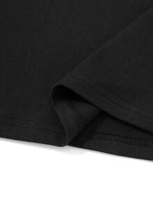 度假风格太阳镜印花休闲圆领女式 T 恤连衣裙，春夏 - 黑色 - 查看 4