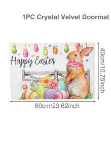1 szt. Wycieraczka z Króliczkiem Wielkanocnym, Brązowy Wzór Jajka Króliczka Wesołych Świąt Wielkanocnych Dekoracyjny Dywanik, Miękka Aksamitna Mata Wejściowa z Kryształkami, Dekoracyjna Mata Wejściowa Do Sypialni, Łazienki, Salonu, Kuchni, Biura, Wielkanocne Maty Antypoślizgowe Do Wewnątrz i Na Zewnątrz, Wielkanocne Prezenty Do Domu Maty Powitalne, Wielkanocne Dekoracje, Zmywalne I Szybko Schnące, Wielkanocne Prezenty Na Imprezę