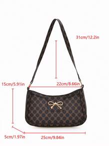 New Fashion Casual Women Shoulder PU Plain Black, Coffee, Khaki Color Bowknot Metal Hardware Ladies Underarm Cosmetic Wallet Pouch Bag