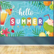 Fondo de "Hola Verano", fondo de playa hawaiana, fondo de fiesta de piscina de playa, fondo de fiesta de piscina de verano, pancarta de verano, decoración y suministros para fiesta tropical de verano - Hola verano - Ver 2