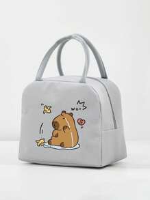 1 件时尚水纹保温午餐袋，便携式大容量午餐手提袋，防水轻便牛津布手提包，适合日常使用和户外野餐