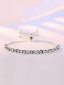 1pc Moda Minimalista Strass Decoração Ajustável Cordão Pulseira, Adequado Para Mulheres Diário, Festival, Festa Usar