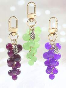 1 件树脂透明串珠葡萄吊坠，全新创意装饰，适用于学生包、钥匙链、汽车配件包饰学校可爱哥特 Y2k 圣诞礼物创意包饰挂绳带身份证夹汽车配件包饰