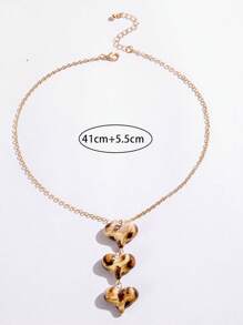 1 件时尚高端豹纹心形项链适合男女日常佩戴，精美礼物