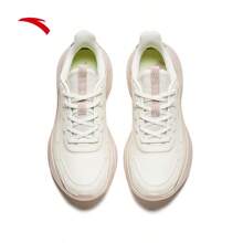 Anta Lingyan 轻便防水女式跑步鞋，软底缓冲运动鞋，厚底高跟 - 象牙白/藕灰 -5 - 查看 3