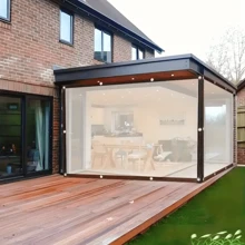 1 Piece Of Transparent Colorless Rainproof Oilcloth, Encrypted Grommets, Tear Resistant Drawstrings, Windproof, Dustproof, Waterproof, And Snow Resistant. Garden Rain Cover, Courtyard Fence, Camping Outdoor Tent Cover, Porch Canopy, Perfect For Terraces, Gardens, Chicken Coops, Pigsties, And Camping - Multicolor - View 9