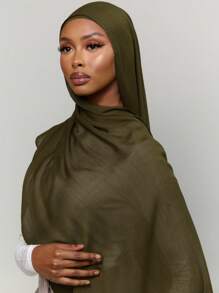 2 Pieces Set: Solid Color Jersey Hijab & Bamboo Underscarf Caps, Soft, Skin-Friendly, Breathable Fabric, 1 Simplistic Bamboo Base Hijab Cap + 1 Lightweight Hijab Tube For Conservative Daily Use For Dress