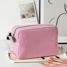 Neceser de maquillaje personalizado con monograma, bolsa con inicial personalizada, bolsa de tocador de gran capacidad a rayas, organizador de viaje de moda - Multicolor - Ver 10