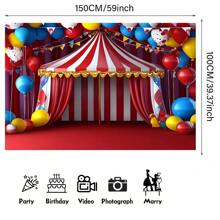 1 pieza Carpa de carnaval, con estrellas brillantes, globos vívidos y temática de payaso. Ideal para decoración del hogar, celebraciones de cumpleaños y aniversarios. Este fondo de fotografía versátil se puede reutilizar tanto en exteriores como en interiores.