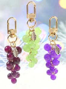 1 件树脂透明串珠葡萄吊坠，全新创意装饰，适用于学生包、钥匙链、汽车配件包饰学校可爱哥特 Y2k 圣诞礼物创意包饰挂绳带身份证夹汽车配件包饰