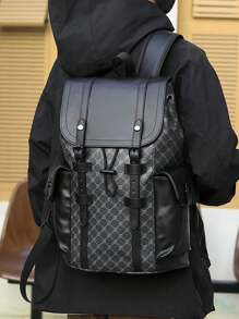 1 件 18.1 英寸 * 12.2 英寸 * 5.9 英寸时尚男士功能背包，大容量多口袋背包，防刮/耐磨材料，适合旅行、通勤，适合 15.6 英寸笔记本电脑，可调节肩带，轻便、休闲、时尚黑色背包笔记本电脑包礼品旅行包 - 黑色 - 查看 7