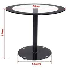 Glass Dining Table, Kitchen Round Black Tempered 90 Cm Dining Table, Living Room Furniture (Round Glass Table) - Black - View 4