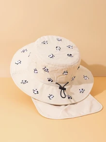 1pc Kids Cartoon Embroidered Waterproof Sun Ion Quick-Dry Neck Covering Sun Hat For Outdoor Camping, Can Be Used As Gift - Multicolor - View 6